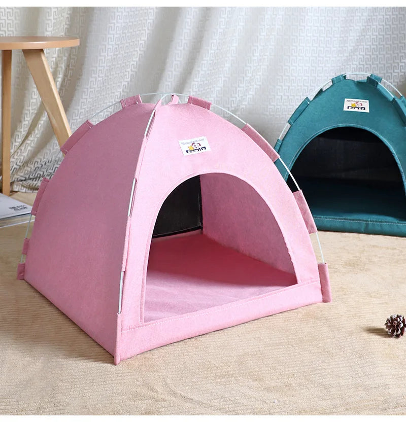 Casa Plegable para Gatos, Tienda de Campaña para Mascotas, Universal para las Cuatro Estaciones, Nido para Perros y Gatos, Colchoneta Refrescante de Verano, Portátil, Plegable y Transpirable para Exteriores