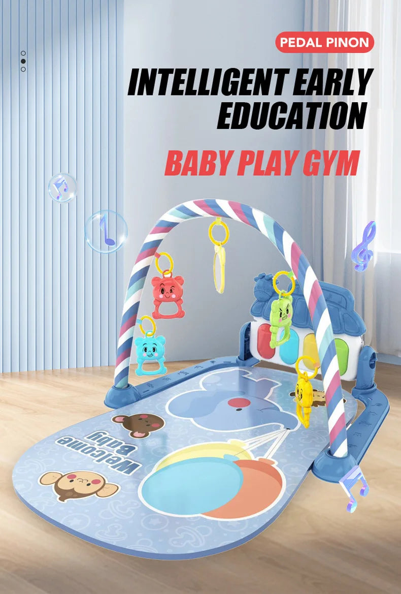 Alfombra de gimnasio para actividades musicales para bebé, alfombra para recién nacido, Pedal, teclado de Piano, estante de Fitness infantil, tapete para gatear, juguetes de regalo