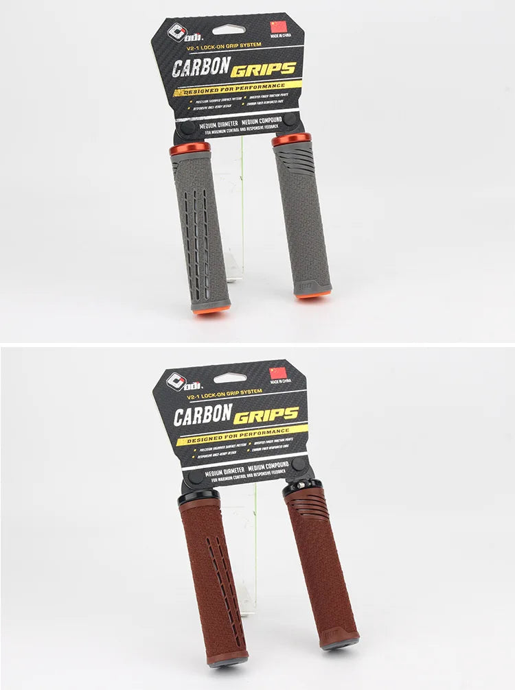 ODI-empuñaduras de bicicleta con bloqueo, empuñaduras ligeras de silicona y fibra de carbono, antideslizantes, absorción de impacto, agarre cómodo, accesorio para bicicleta