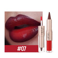 Delineador de labios cónico negro y marrón, lápiz de contorno, espejo de doble cabeza, brillo de labios de cristal, maquillaje de tinte de labios rojos sexis