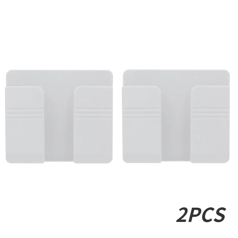 Caja de almacenamiento montada en la pared, organizador multifunción sin perforaciones, Control remoto de TV, soporte de carga para enchufe de teléfono móvil, 1-4 Uds.