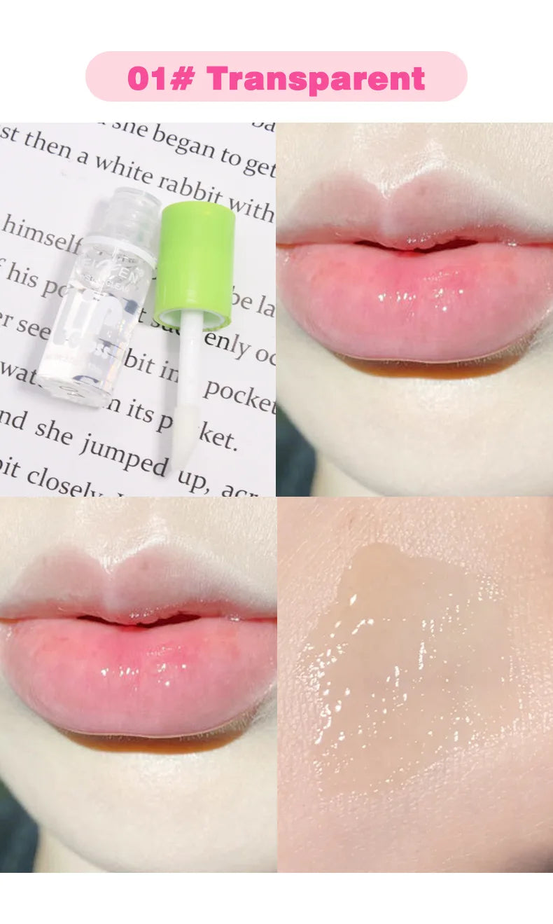 Juego de 6 piezas de brillo de labios con espejo de cristal, bálsamo labial ligero hidratante, brillo brillante, tinte transparente, melocotón, cereza, rosa