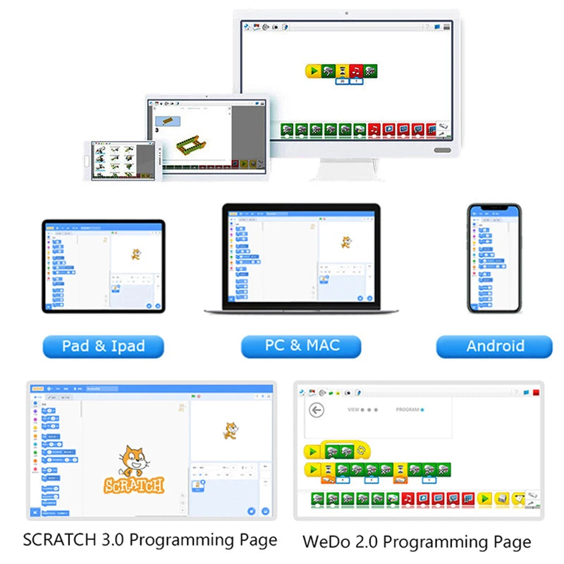 NUEVO Kit de Construcción Robótica WeDo 2.0 de 390 Piezas, Compatible con Scratch 3.0, para la Escuela, STEAM, Ladrillos Educativos, Juguetes DIY, Regalos