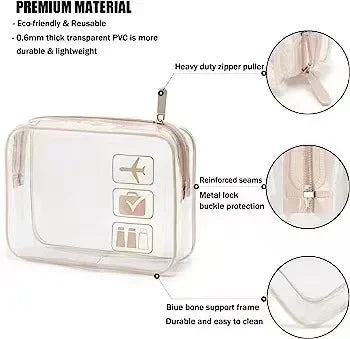 Bolsa organizadora de embalaje de viaje de PVC transparente para mujer, bolsa de viaje para cepillo de dientes, toalla, equipaje, bolsa de almacenamiento de artículos de tocador y cosméticos