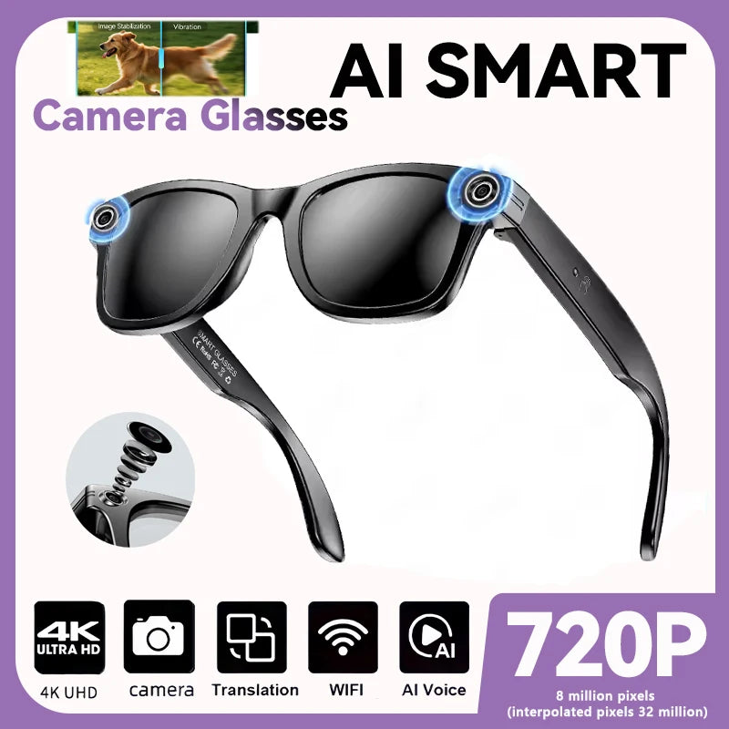 Gafas Inteligentes 2026 Nueva Versión con Cámara, Grabación de Video, Reconocimiento de Fotos por IA, Llamadas Bluetooth, Traducción de Voz, Gafas de Sol para Hombre