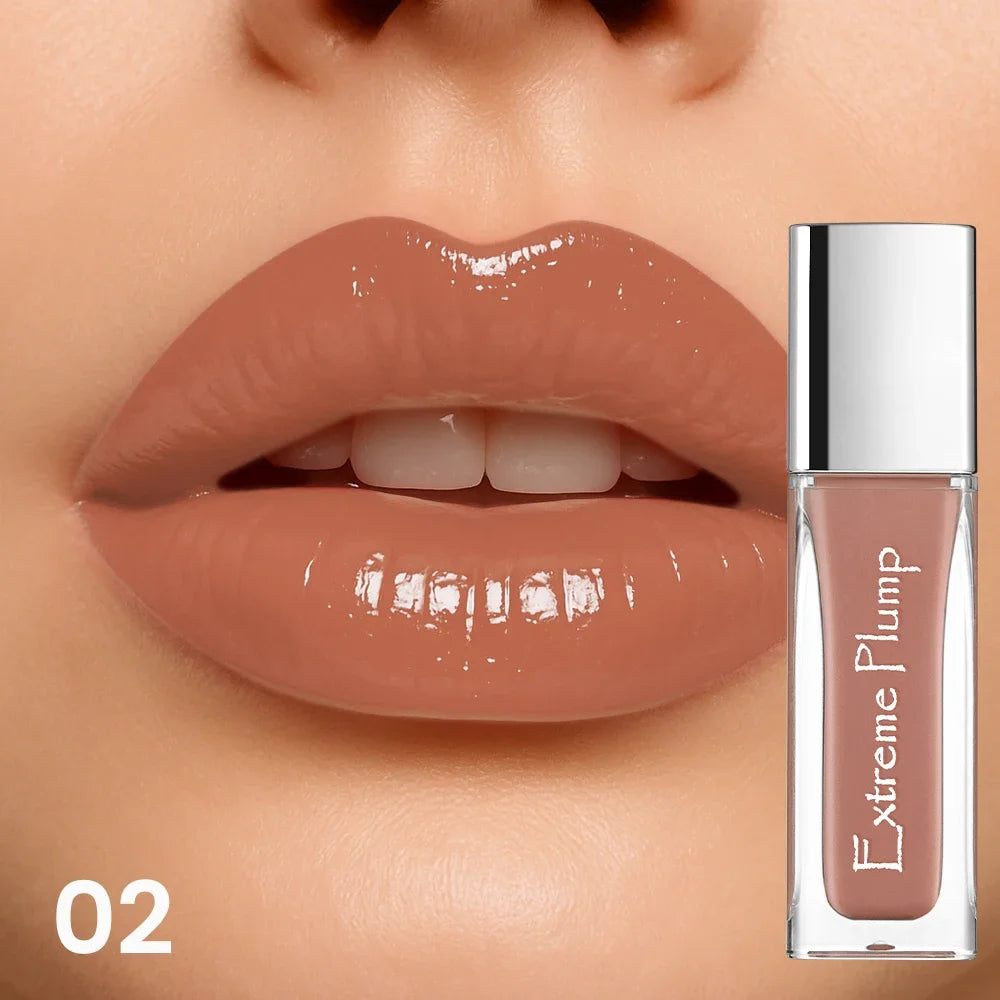 Brillo de labios de espejo resistente al agua, maquillaje de labios hidratante de larga duración, lápiz labial brillante suave para mujeres