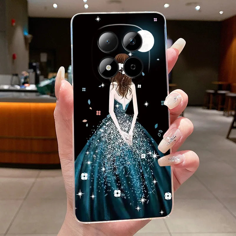 Funda para Teléfono Xiaomi Redmi Note 15 Pro 4G, Carcasa Protectora con Diseño de Lazo de Mariposa, Transparente, de Silicona TPU Suave
