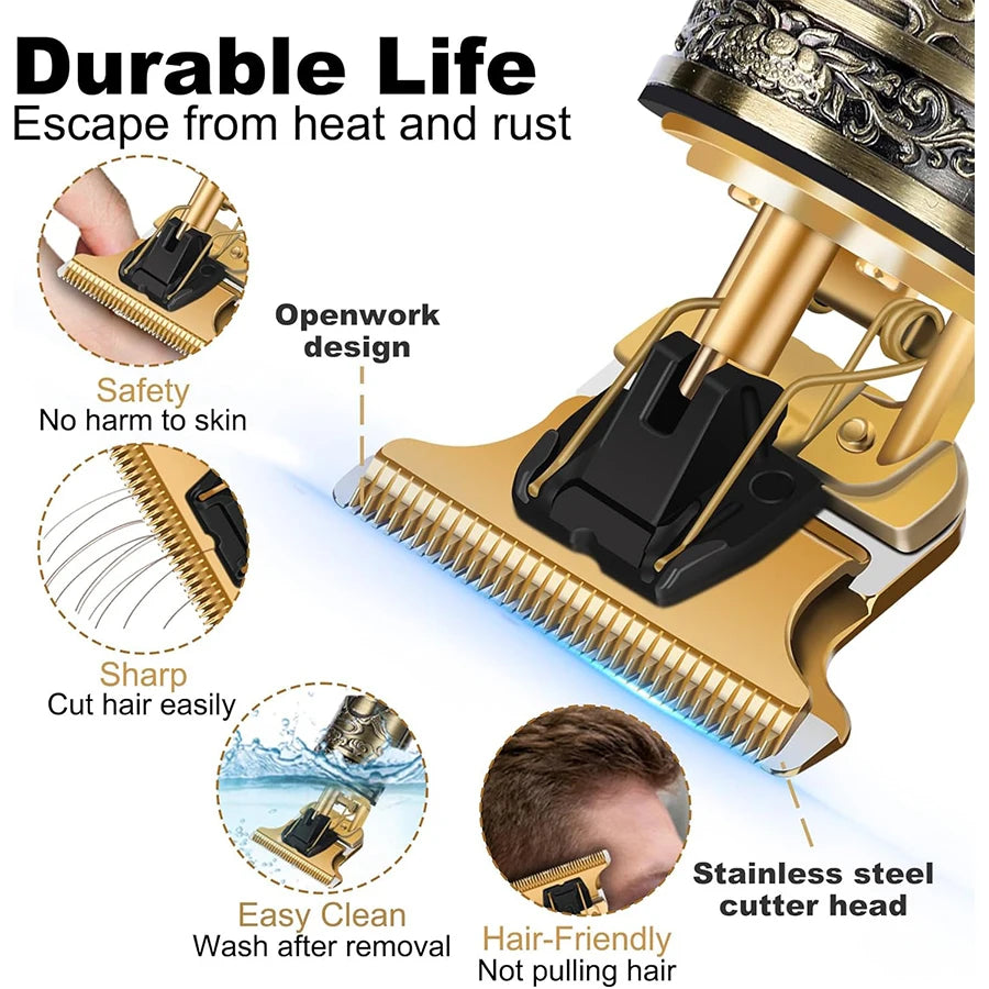 Afeitadora masculina eléctrica - resistente al agua, cableada, seca / húmeda, incluyendo múltiples accesorios y cepillos de limpieza, mini afeitadora portátil, adecuada para peluqueros novatos o profesionales