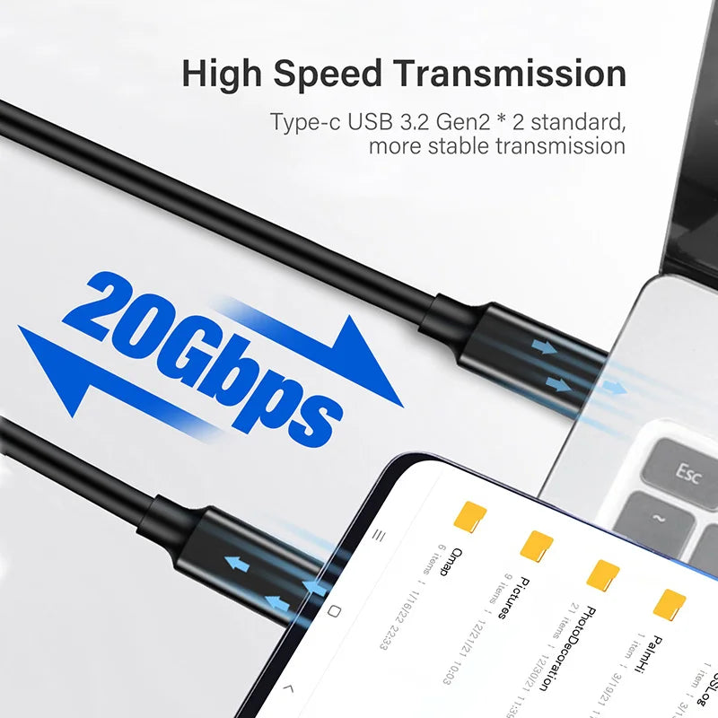Cable USB 3,2 Gen2 tipo C a C para Macbook Air Pro Switch Steam Deck, Samsung, Xiaomi, 100W, USBC ThunderBolt 3, 1/2/3/5 m
