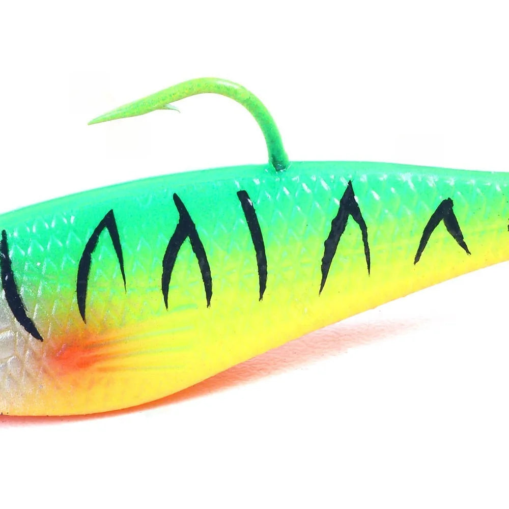 1 señuelo de pesca artificial portátil y realista con cabeza de plomo de colores, 8cm-10g, para pesca en hielo de invierno