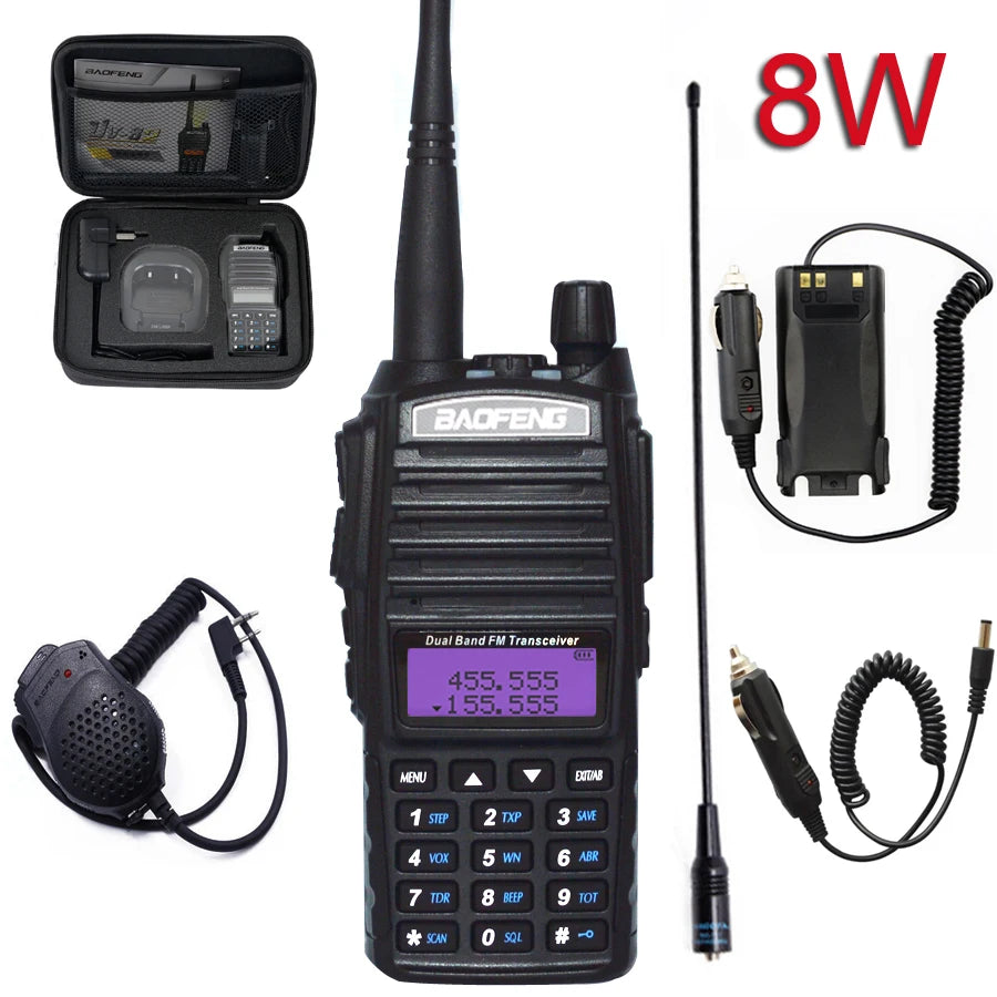 Walkie Talkie profesional UV82 FM Baofeng UV 82 8W estación de Radioaficionado VHF UHF transceptor Radios de caza Amateur Comunicador