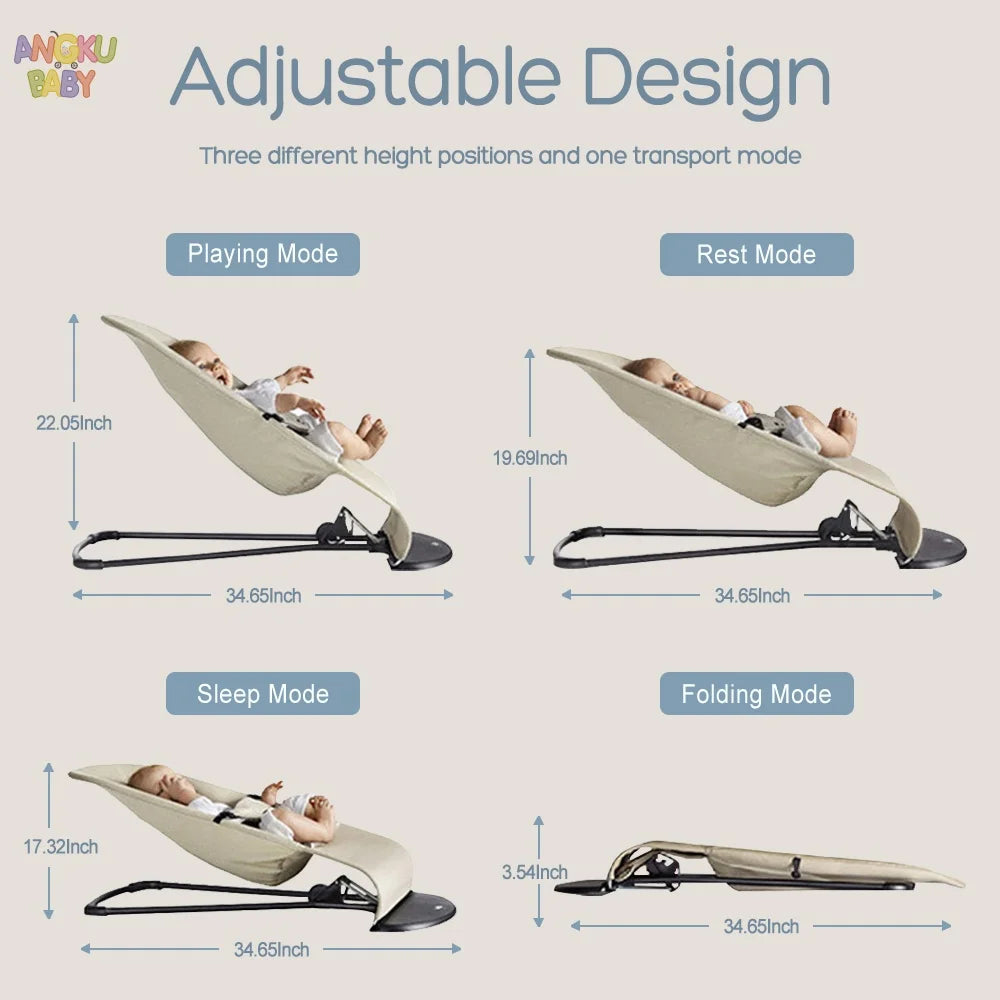 Silla Mecedora para Bebé Ajustable en 3 Alturas, Silla Columpio Plegable para Recién Nacidos de 0 a 12 Meses, Silla Mecedora Ajustable con Juguetes