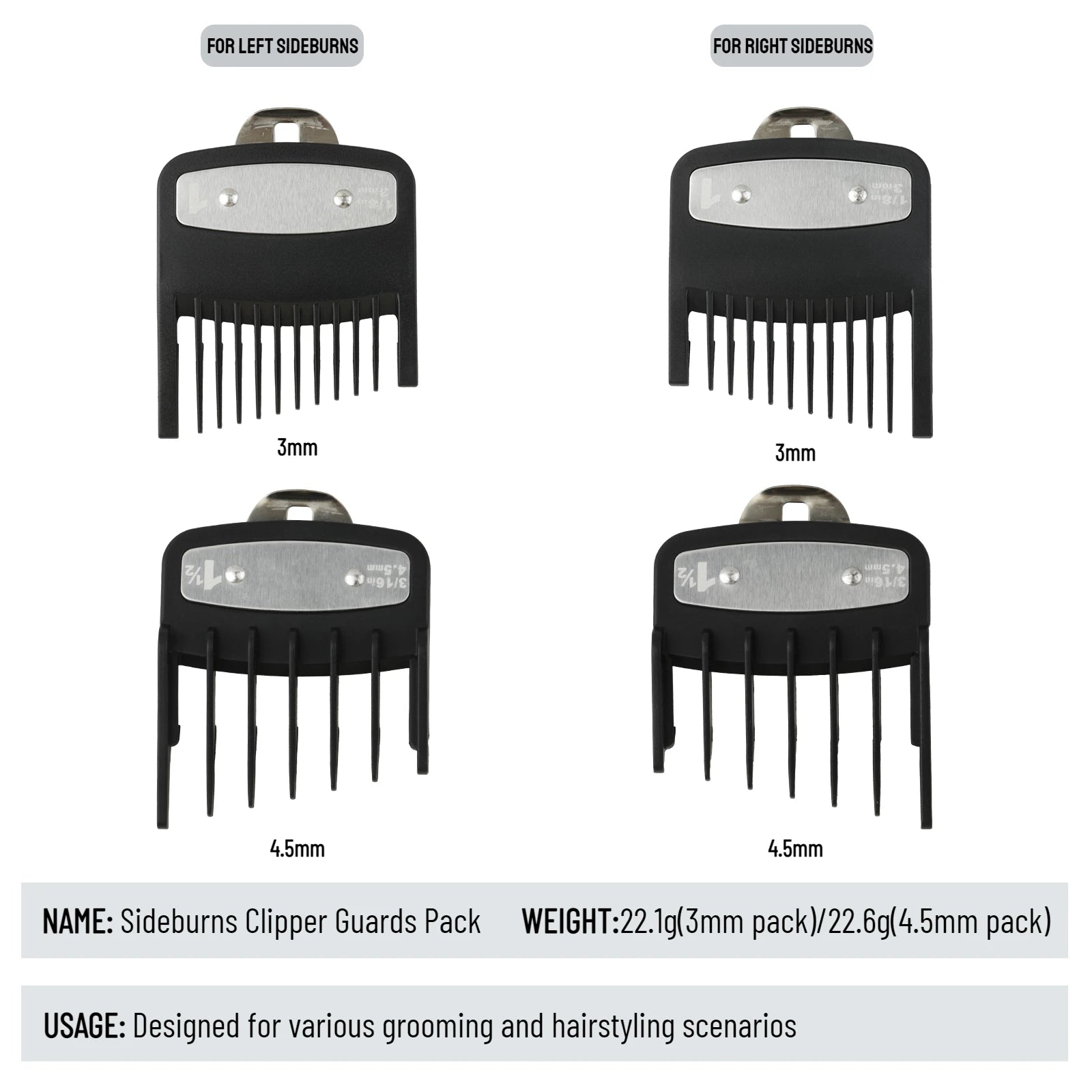 Peines de límite para cortapelos profesionales, guía de corte de pelo para peluquero, protectores para maquinilla de cortar el pelo, herramientas de estilismo de 3mm/4,5mm, 2 uds.