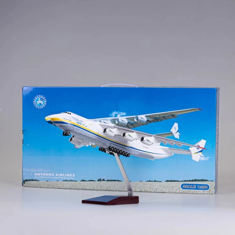 Antonov AN-225 Avión de transporte escala 1/200 42cm modelo de avión de simulación adorno de recuerdo juguete colección de exhibición ornamento