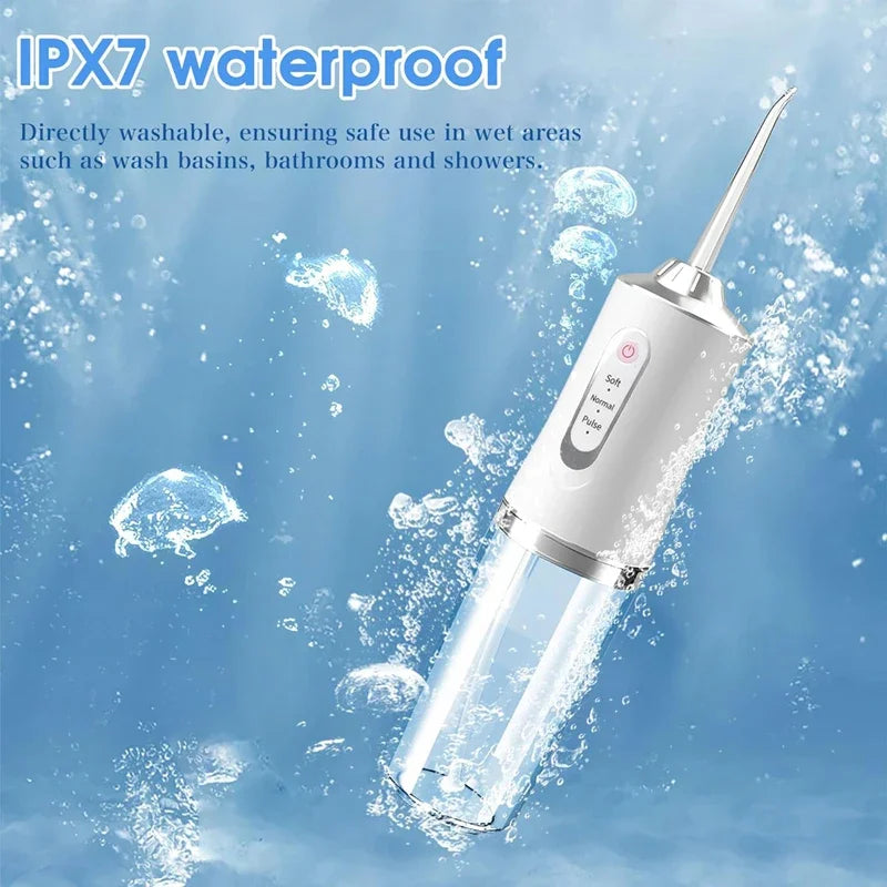 Irrigador Oral eléctrico inteligente portátil, hilo Dental de agua, 4 chorros, 3 modos, irrigador Dental recargable por chorro de agua, limpiador Dental
