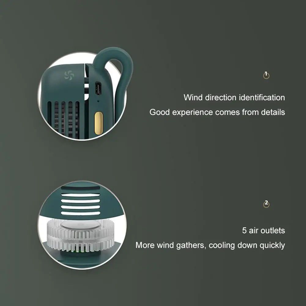 Mini ventilador con clip para colgar en la cintura y el cuello, ventilador eléctrico de refrigeración por aire, ventilador USB sin aspas para acampar al aire libre, accesorios de pesca