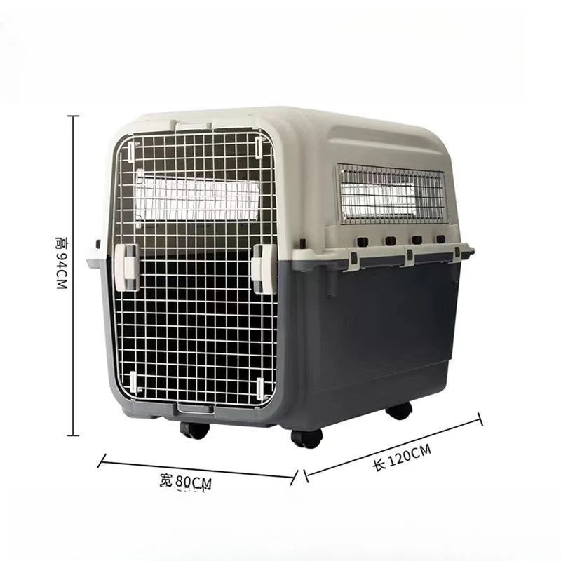 Caja de transporte de plástico para perros aprobada por IATA 3XL, jaula para mascotas con perrera, cajas de viaje para envío de aerolínea