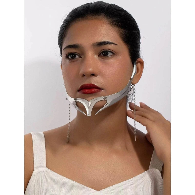 Pendientes de Metal para hombres y mujeres, Accesorios de Cara fluida de alienígena mecánico gótico, máscara Irregular Punk, joyería de fiesta de Halloween