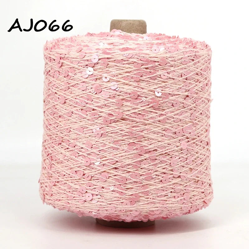 Cooamuu-Hilo de lentejuelas de algodón de lujo, hilo para tejer a mano, 500G/bobina, 3MM + 6MM, accesorios de lentejuelas