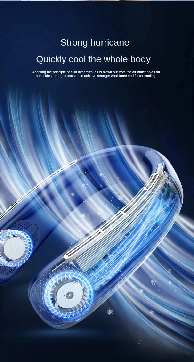Nuevo ventilador de cuello portátil de 15000mAh pantalla Digital inteligente USB recargable al aire libre ventilador de cuello de enfriamiento silencioso sin aspas para verano