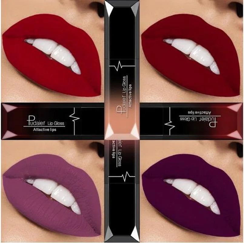 Lápiz labial líquido mate resistente al agua brillo de labios de larga duración tinte Sexy rojo desnudo púrpura lápices labiales metálicos cosméticos de maquillaje