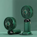 Ventilador recargable personal portátil de mano con pantalla digital LED 90 ° Ventilador recargable ajustable, mini aromaterapia de viento de 5 velocidades