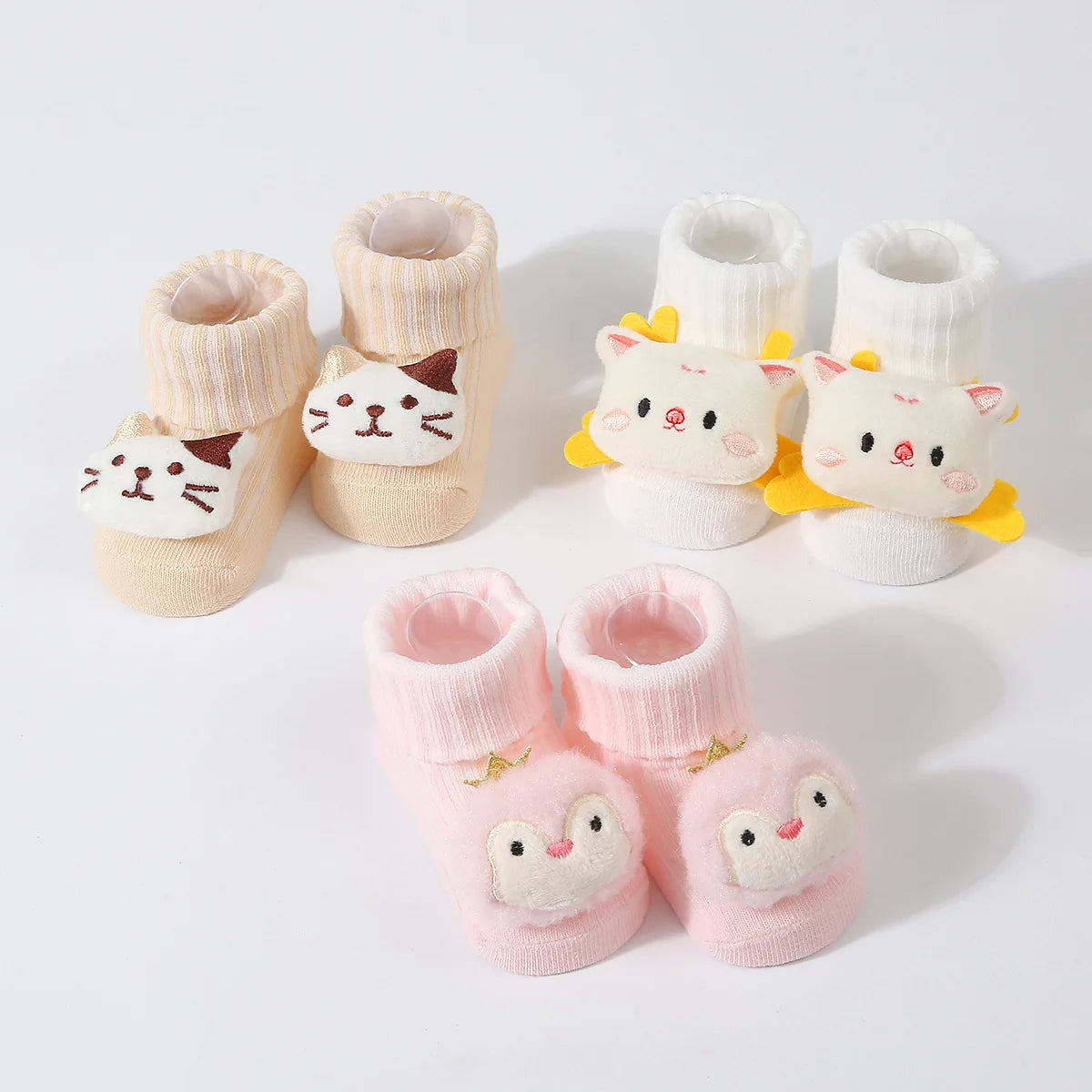 3 par/set de calcetines para bebés, accesorios para recién nacidos, animales de dibujos animados, ropa de regalo para niños, material infantil, calcetín transpirable de algodón