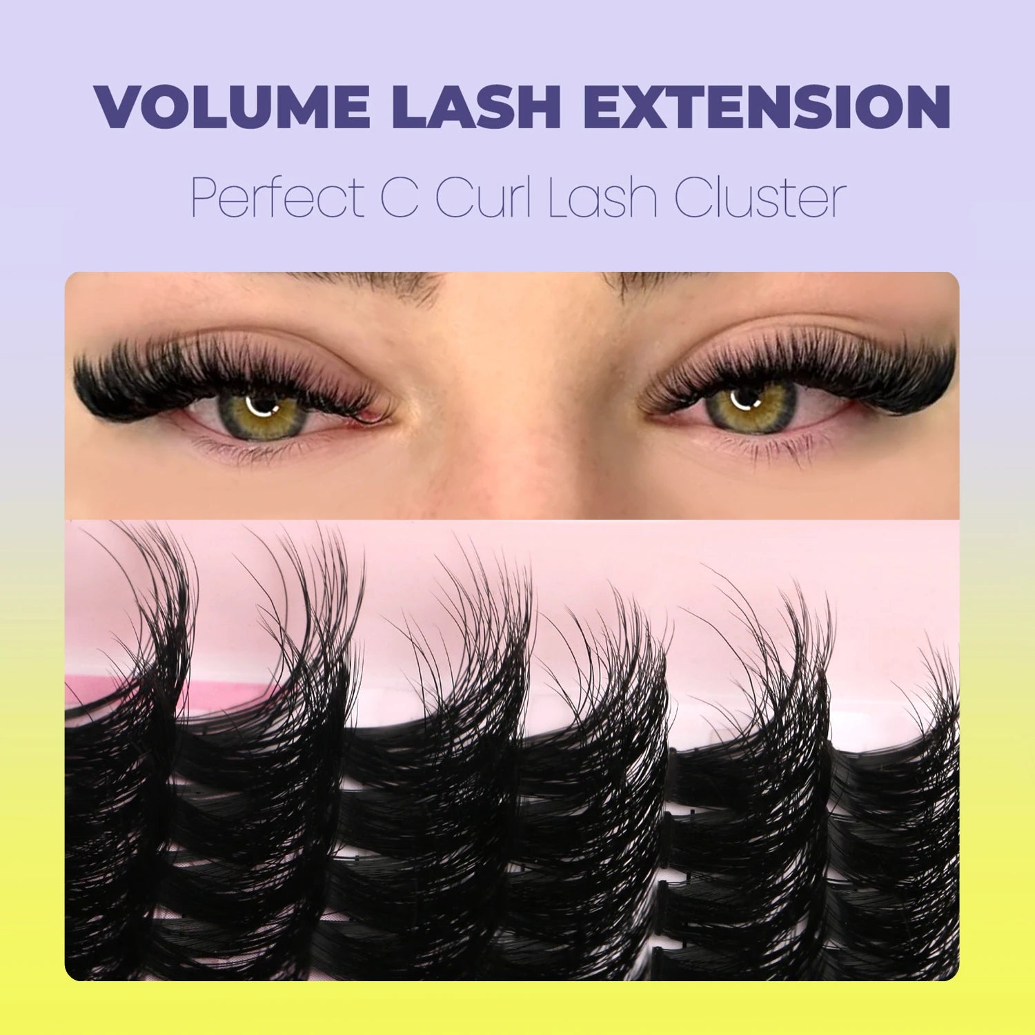 GROINNEYA grupos de pestañas pestañas de gato extensiones de pestañas individuales tenues volumen grupos esponjosos pestañas DIY maquillaje de pestañas