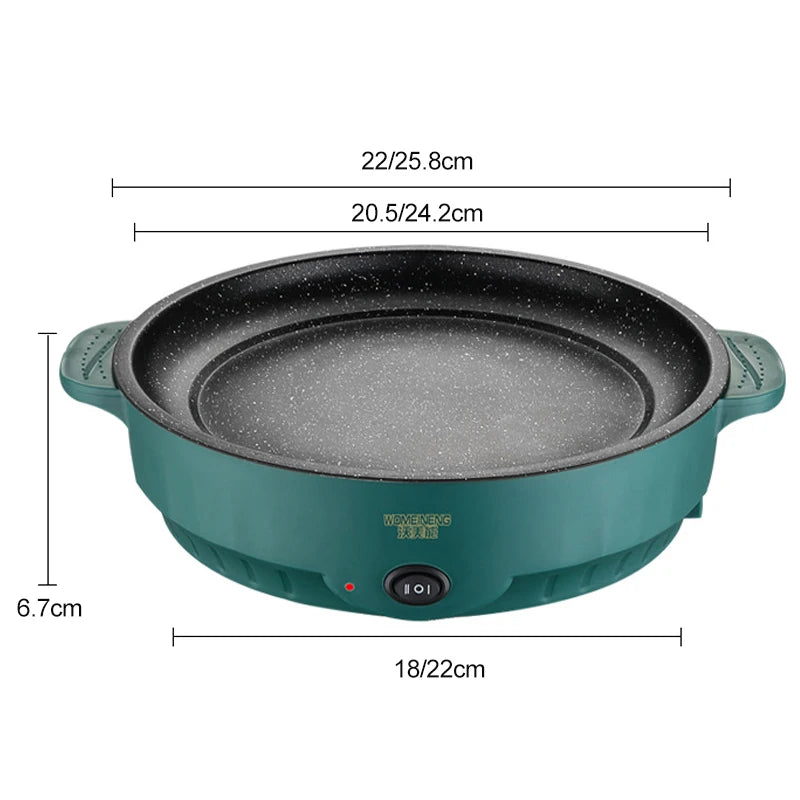 Sartén eléctrica multicocina, 220V, barbacoa casera, filete frito, tortilla de pescado, sartén antiadherente, máquina de cocina