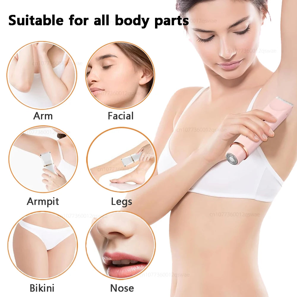 Maquinillas de afeitar eléctricas para mujer, Afeitadora eléctrica 2 en 1 para recortador de vello púbico IPX7, resistente al agua, uso húmedo y seco, Afeitadora de Bikini para el cuerpo