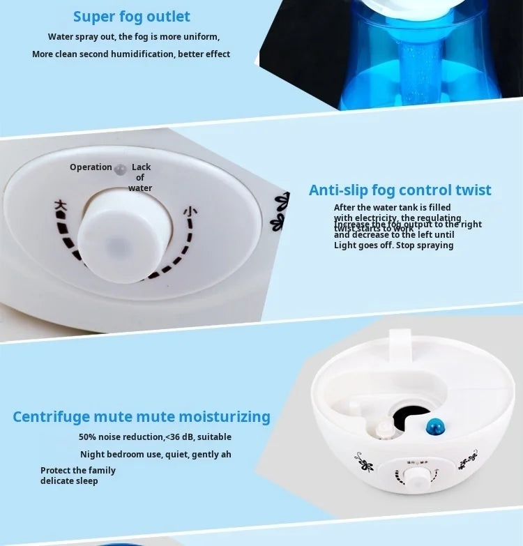 Humidificador de dormitorio para el hogar, difusor hidratante atomizador de gran volumen de niebla con doble pulverización, Mini purificador de aire aromático ultrasónico