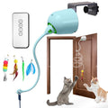 Juguetes para gatos, juguetes interactivos de plumas para interiores, cuerda retráctil automática recargable para colgar en la puerta para gatos