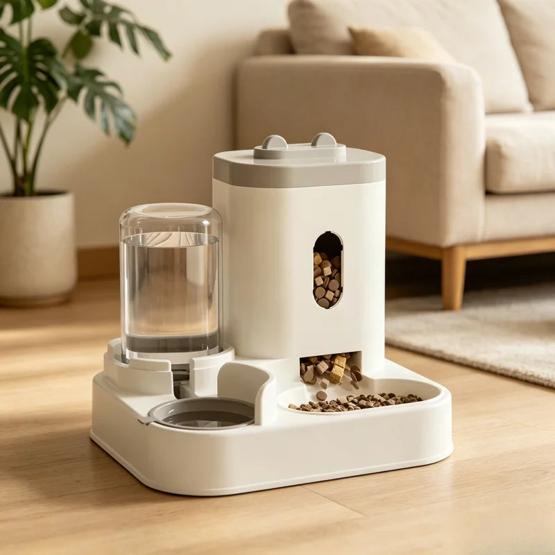 Comedero Automático para Perros y Gatos con Fuente de Agua, Plato Elevado de Gran Capacidad para Bebedero y Comedero de Mascotas