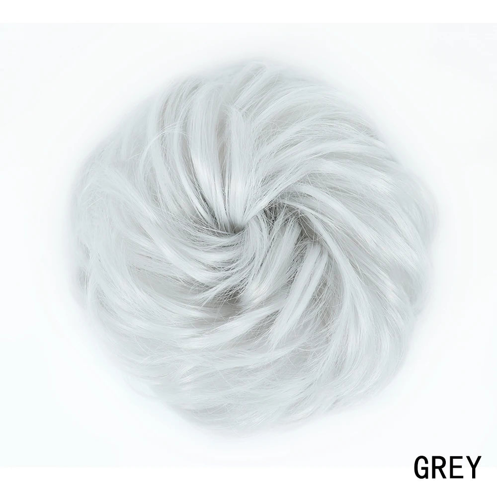 AZQUEEN moño de pelo sintético moño Natural gris desordenado banda para el cabello rizado elástico Scrunchy piezas de cabello falso para mujeres horquillas