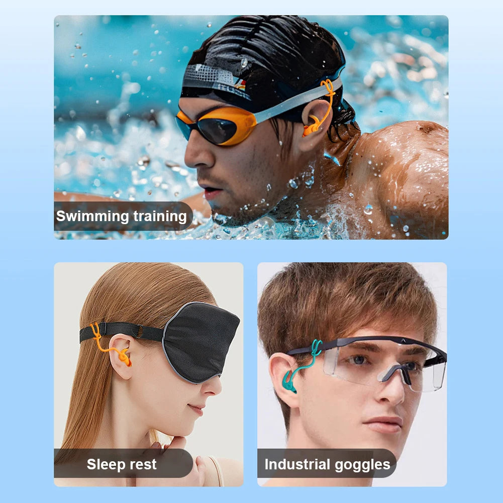 1 par/2 pares de tapones para los oídos para nadar, accesorios de silicona impermeables y antiruido para piscina, tapones para los oídos para natación, deportes acuáticos, tapones para los oídos para nadar