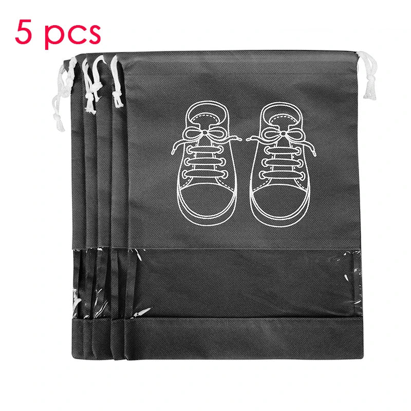 Organizador de zapatos Visible, bolsa de almacenamiento con cordón no tejido grueso a prueba de polvo, bolsa de viaje para ropa, bolsos de almacenamiento, 1/3/5 Uds.