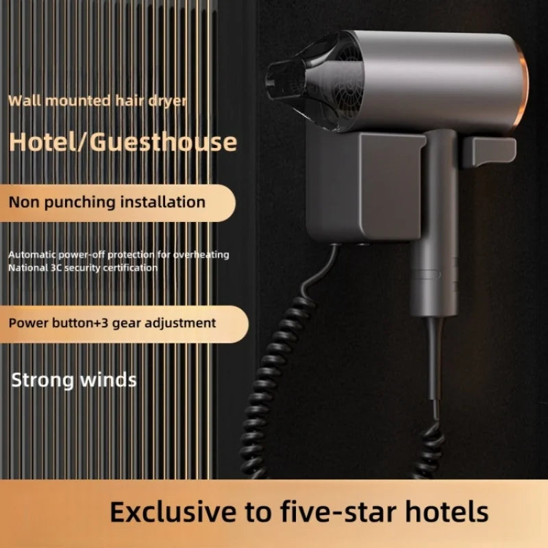 Nuevo Secador de Pelo Específico para Hoteles y Pensiones, 1600W de Alta Potencia, Secado Rápido, Montaje en Pared sin Perforaciones, Secador de Pelo Doméstico Tipo Cilindro