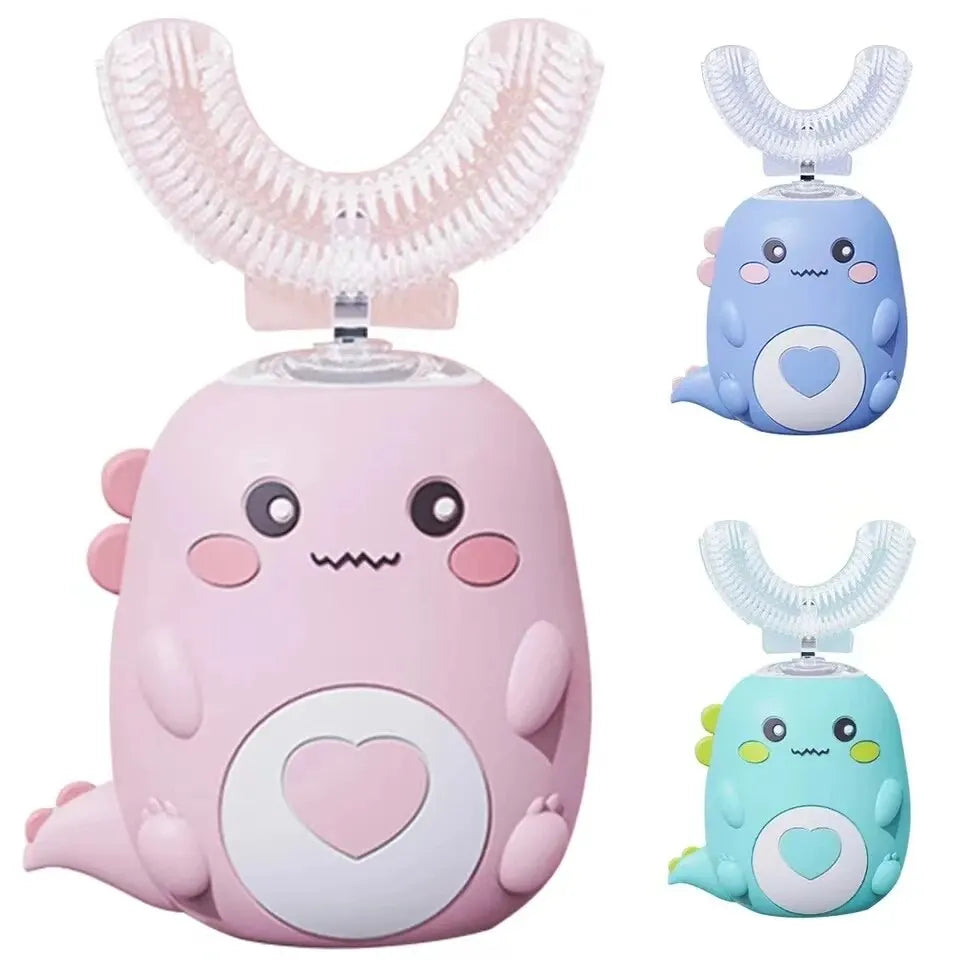 Cepillo de dientes eléctrico para niños, silicona de calidad alimentaria, Oral, carga Usb automática de 360 grados, cepillo de dientes inteligente para niños en forma de U