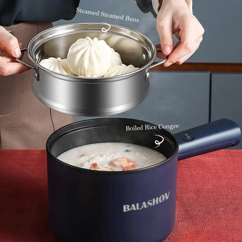 Mini Cocina eléctrica multifunción todo en uno, olla individual de doble capa para el hogar, olla para Fideos, olla caliente antiadherente, herramienta de cocina