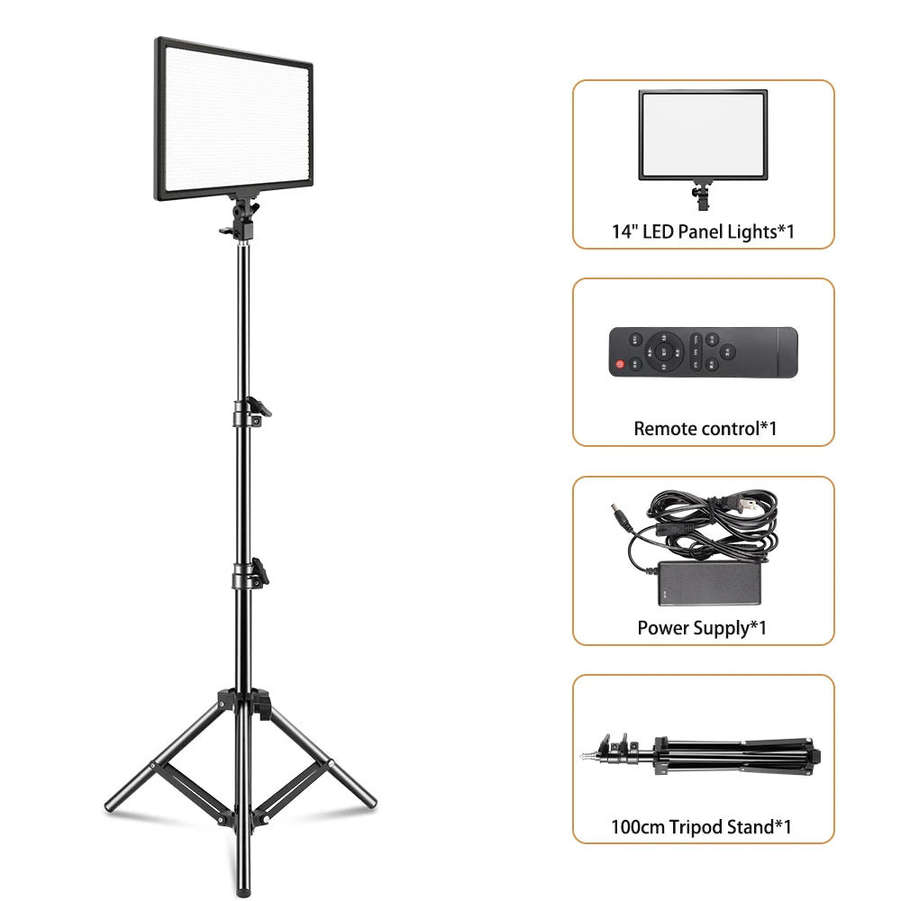 Panel de luz LED potente SH 45W, pantalla LCD de tres colores, lámpara de atenuación continua 1-100% para estudio fotográfico, grabación de vídeo profesional