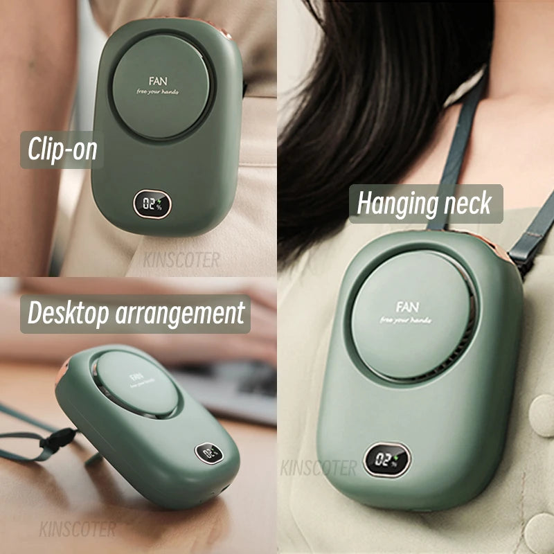 Ventilador portátil para colgar en el cuello, miniventiladores de refrigeración para la cintura, ventilador deportivo recargable por USB sin aspas, 1800mAh para deportes al aire libre y viajes