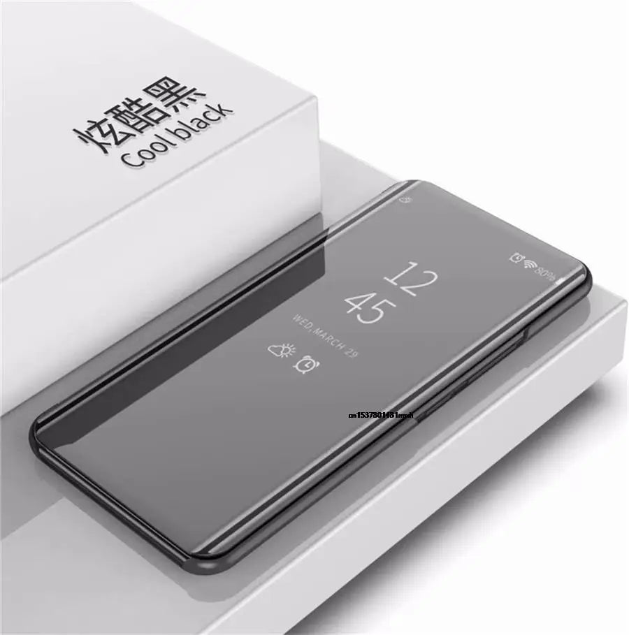 Funda con Tapa Abatible y Espejo Inteligente para Samsung Galaxy S25 Ultra, S25 Edge, S24 Plus, S25Plus, S25Ultra, S25Edge, Funda de Cuero para Teléfono