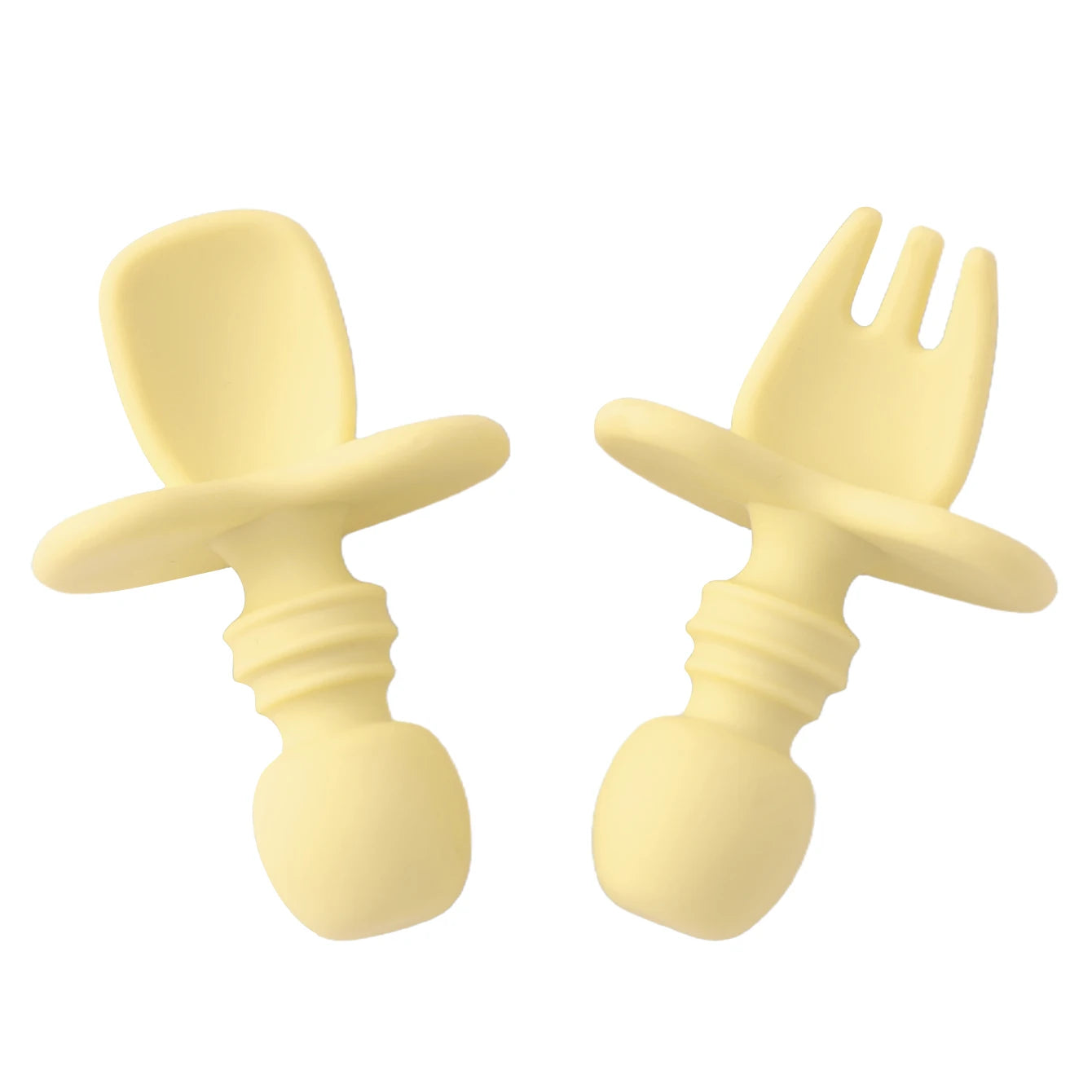 Color niños 2 uds juego de vajilla de silicona para bebé tenedor suave cuchara sin BPA Mini utensilios de alimentación portátiles Spork entrenamiento tenedor cuchara