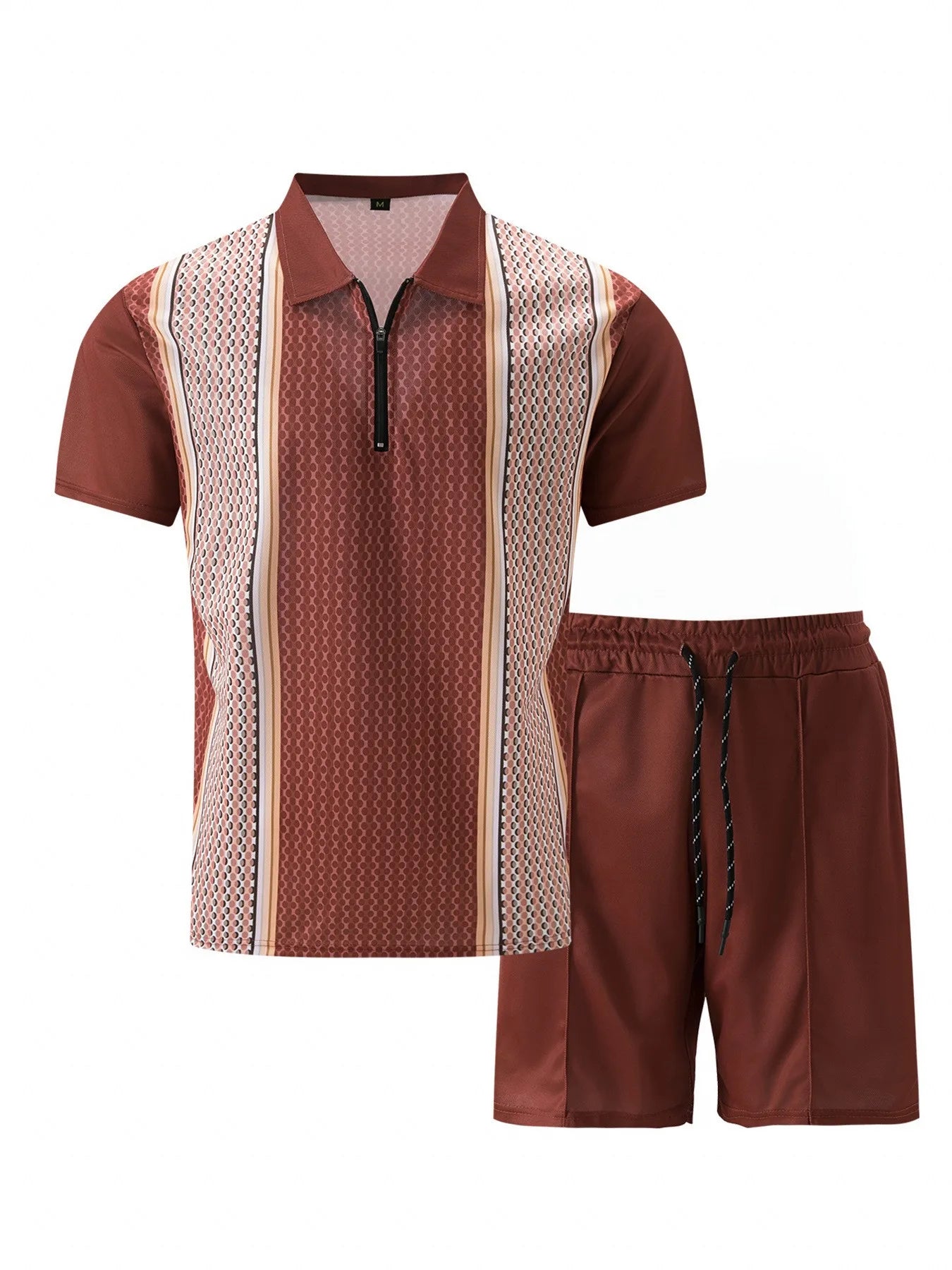 NOVEDAD DE VERANO 2025, pantalones cortos informales de manga corta a rayas para hombre, traje deportivo informal de dos piezas para hombre