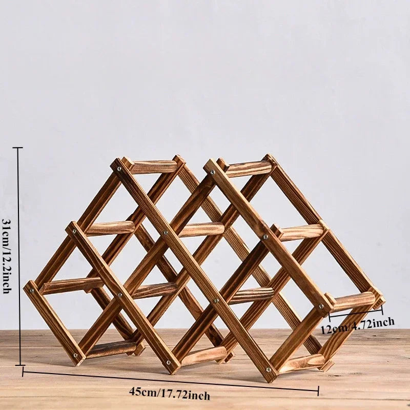 Estante de Madera Plegable para Almacenamiento de Vino, para 3-10 Botellas, Fácil de Montar, Apilable, para Organización del Hogar, Bar, Cocina o Bodega
