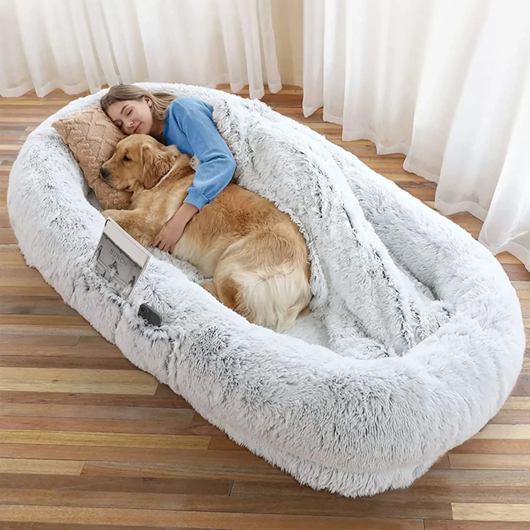 Cama gigante para perros para humanos, cama de esponja de felpa para humanos y perros, colchón informal tanto para humanos como perros.