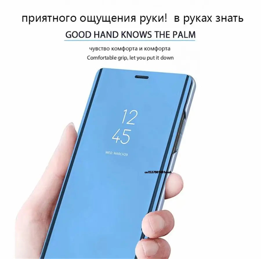 Funda con Tapa Abatible y Espejo Inteligente para Samsung Galaxy S25 Ultra, S25 Edge, S24 Plus, S25Plus, S25Ultra, S25Edge, Funda de Cuero para Teléfono