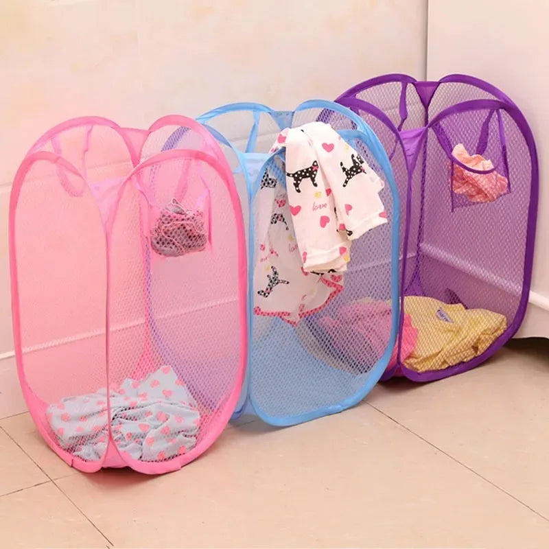 Cesta de lavandería de malla, cesta de almacenamiento pequeña y plegable para sala de estar, dormitorio, cambio de ropa, portátil, para viajes de negocios