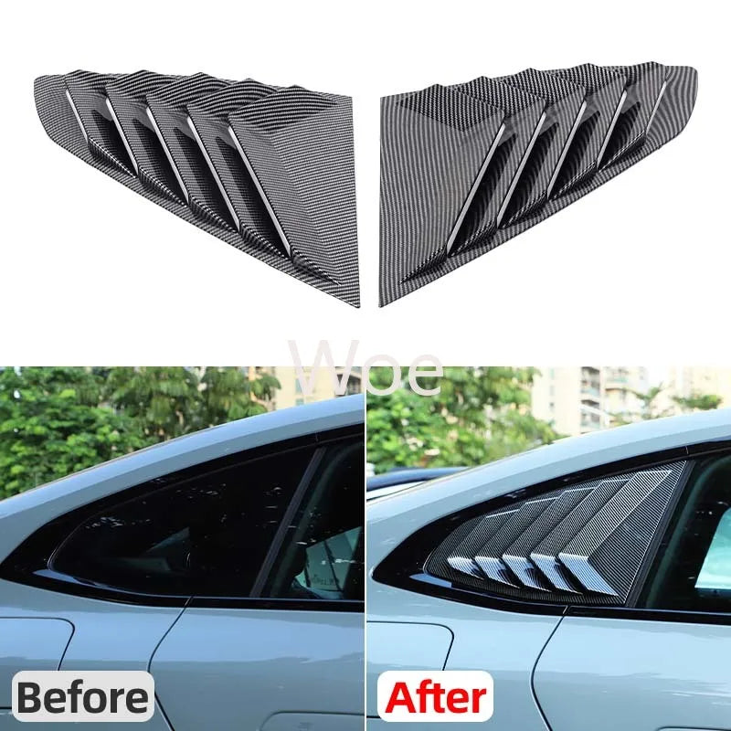 WoeFor 2020-2024 BMW Serie 4/i4 G22 persianas triangulares traseras ABS negro piano, accesorios de modificación exterior para coche, juego de 2 piezas
