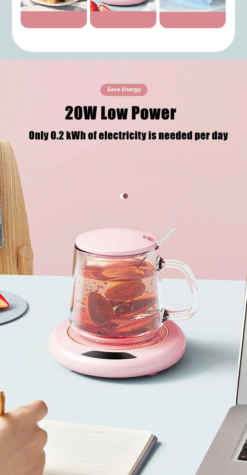 Posavasos de calefacción termostática USB, posavasos de calefacción para el hogar, ajuste de 3 velocidades, temperatura constante de 55 grados, 1 ud.